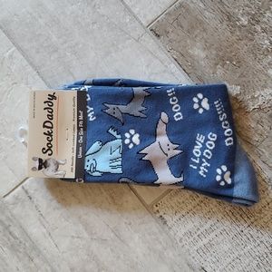 New I love my Dog Socks Blue Print Unisex One Size Fits Most Cotton Blend